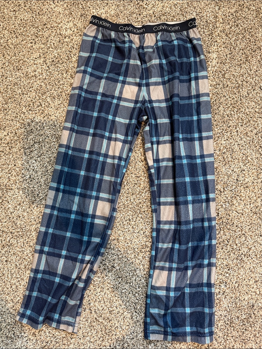 Calvin Klein Kids Navy and Light Blue Plaid Pajama Bottoms